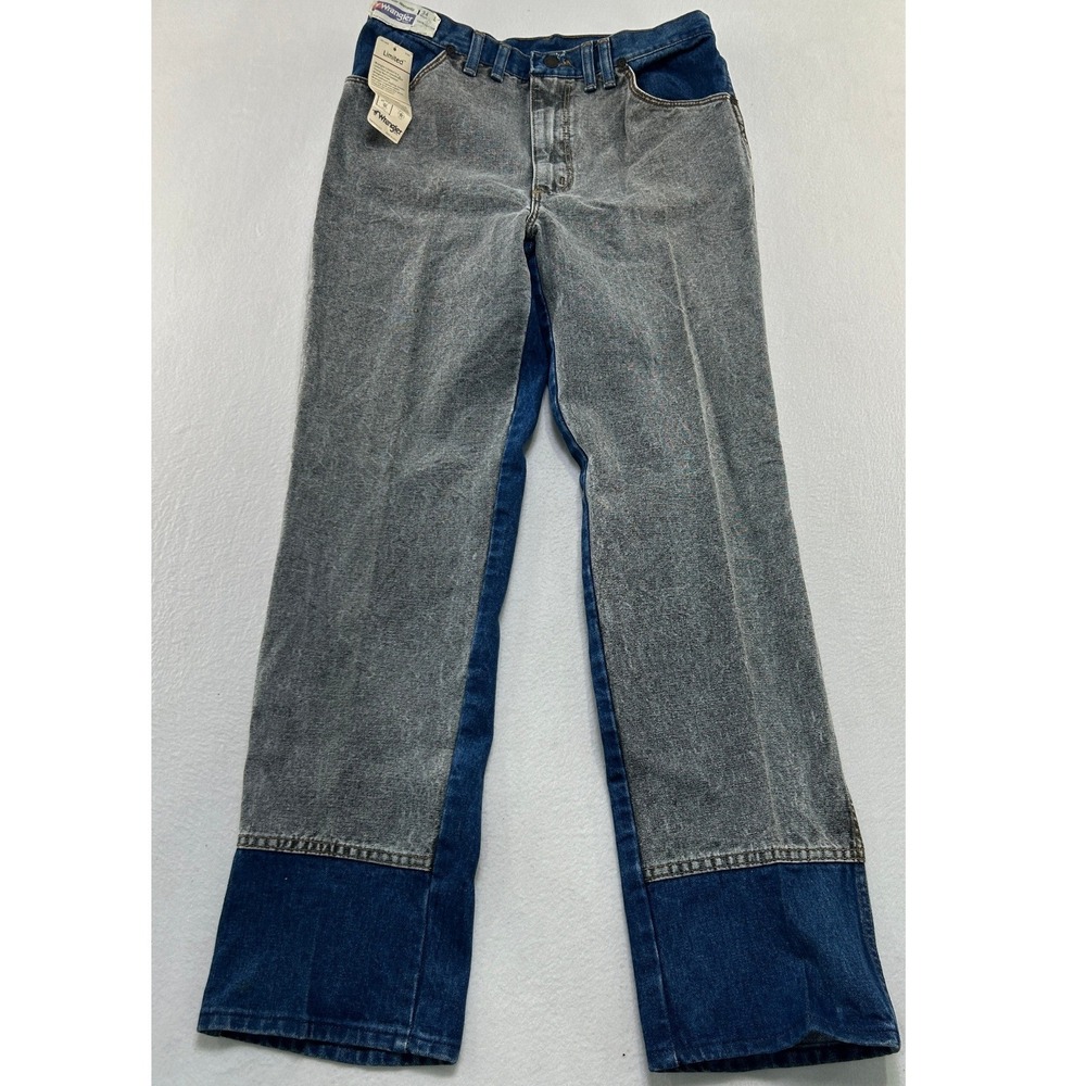 Vintage Wrangler Limited Two Tone Jeans Mens 34 Grey Blue Colorblock Made in USA
